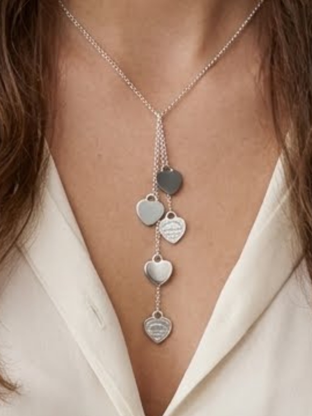 Tiffany & Co. Multi Hearts Lariat Drop Necklace in Sterling Silver